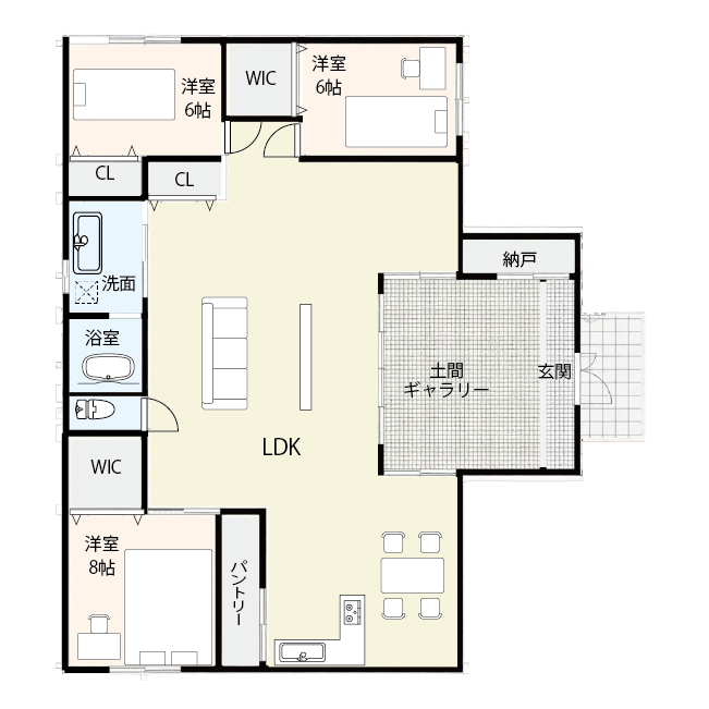【37坪】趣味を存分に楽しめる3LDKの平屋間取り