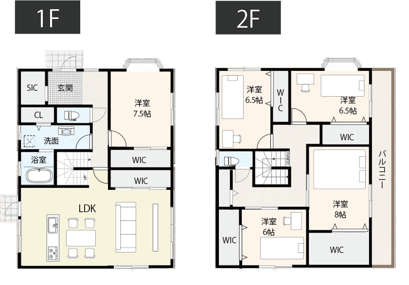 【50坪台】シューズクローク含め収納力にこだわった間取り例