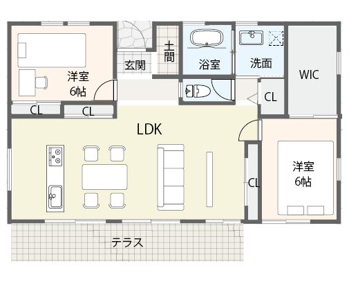開放的な空間を実現した間取り例