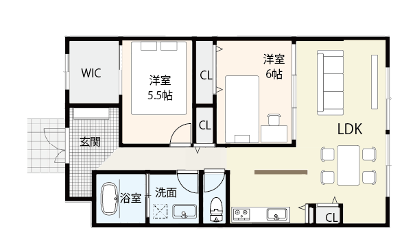 家族がちょうどよい距離感で過ごせる間取り例