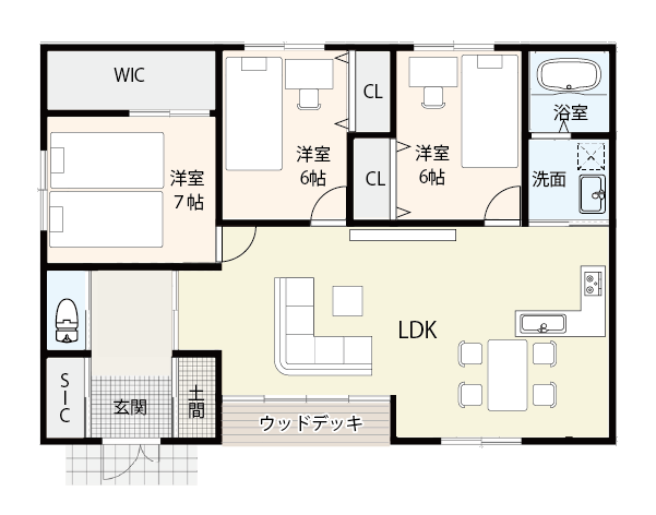 一年中暖かい暮らしが実現する間取り例