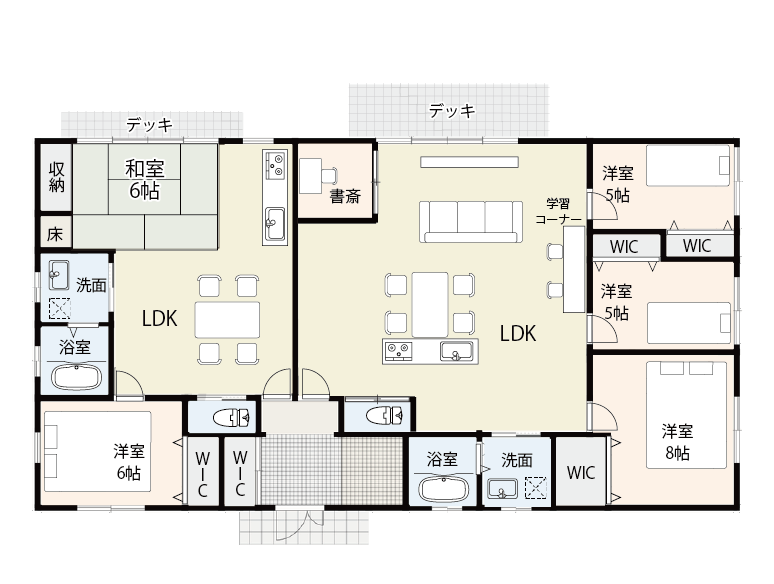 【左右分離型】のびのびと子育てできる40坪台の二世帯住宅間取り