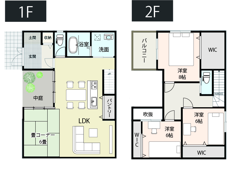 【小上がり6畳】仕切りで多様な用途に使える畳コーナーがある間取り例